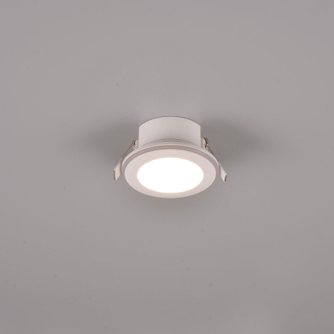 Flurbeleuchtung LED Einbauleuchte, Rund, Strahler, RGBW, Dimmer, Fernbedienung, 8 cm Ø, Flurbeleuchtung, Café Deckenstrahler, Hotel Deckenleuchte, Wartezimmer Deckeneinbaustrahler, Einbaubeleuchtung, Treppenhaus Einbaustrahler, Restaurant Einbaustrahler, Innenraumleuchte, Wohnraumbeleuchtung, IP20