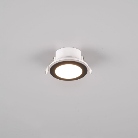 Hotelbeleuchtung LED Einbaustrahler, Schwarz, Weiss, RGBW, Fernbedienung, Dimmer, 8 cm Ø, Decken Einbaustrahler, Innenraumleuchte, Wohnraumbeleuchtung, Praxisbeleuchtung, Wohnzimmerleuchte, Küchen Deckenstrahler
