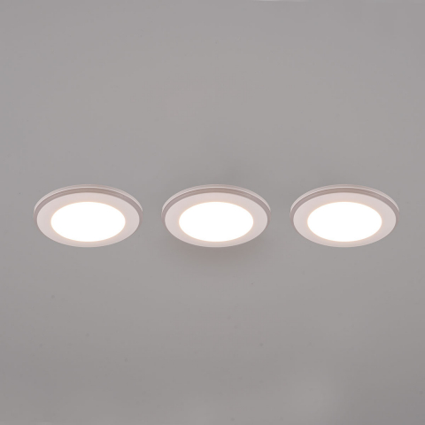 Restaurantbeleuchtung LED Einbauleuchten, Fernbedienung, RGBW, Dimmer, Memory, 8 cm Ø, Esszimmer Deckenstrahler, Küchen Einbaustrahler, Wohnraumbeleuchtung, Innenraumleuchte, Café Deckenbeleuchtung