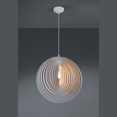 Pendelleuchte, Holz, Ringe, Lichteffekt, Höhe anpassbar, 50 cm Ø, Hotel Hängeleuchte, Restaurant Pendelleuchte, Caféleuchte, Flurbeleuchtung, Deko Hängeleuchte, Praxisbeleuchtung, Wartezimmer Hängebeleuchtung, IP20
