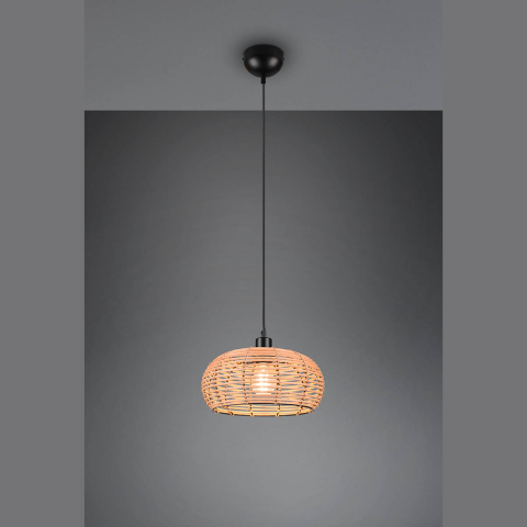 Küchenbeleuchtung Pendelleuchte, Rattan, Korb, Höhe anpassbar, Braun, 29 cm Ø, Esszimmerbeleuchtung, Flurbeleuchtung, Dielenbeleuchtung, Hotel Pendelleuchte, Bar Pendelleuchte, Caféleuchte