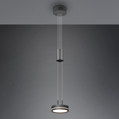 Praxisbeleuchtung LED Pendelleuchte, Anthrazit, Höhenverstellbar, Switch Dimmer, 14 cm Ø, Esszimmerbeleuchtung, Küchen Hängeleuchte, Wartezimmerleuchte, Tresenbeleuchtung, Thekenleuchte, Cafébeleuchtung, Restaurant Pendelleuchte