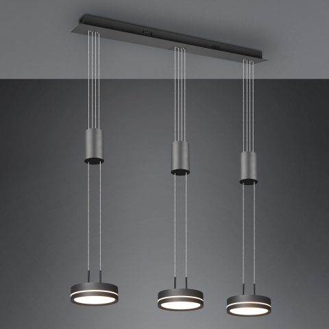 Esszimmerbeleuchtung LED Pendelleuchte, Aluminium, Anthrazit, Switch Dimmer, Höhenverstellbar, 85 cm x 14 cm, Küchen Pendelleuchte, Office Pendelleuchte, Tresenbeleuchtung, Rezeptionsbeleuchtung, Cafébeleuchtung