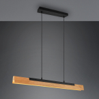 Wohnzimmerbeleuchtung LED Pendelleuchte, Höhe anpassbar, Holz, Touch Dimmer, 90 cm x 8 cm, Esszimmer Pendelleuchte, Café Hängeleuchte, Thekenlicht, Tresen Pendelleuchte, Hotelleuchte
