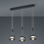 Esszimmerbeleuchtung LED Pendelleuchte, Höhenverstellbar, Switch Dimmer, Glas, Chrom bedampft, 82 cm x 18 cm, Küchen Pendelleuchte, Hotel Hängeleuchte, Cafébeleuchtung, Designer Pendelleuchte