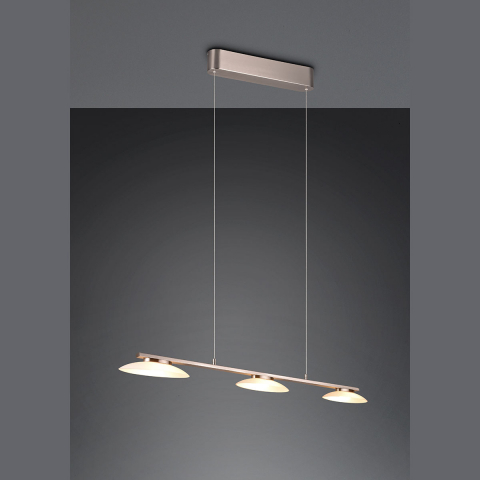 LED Pendelleuchte, Glasschirme, Nickel, Switch Dimmer, 102 cm x 11 cm, Esszimmerbeleuchtung, Thekenbeleuchtung, Praxisleuchte, Küchentisch Hängeleuchte, Hotelzimmerleuchte