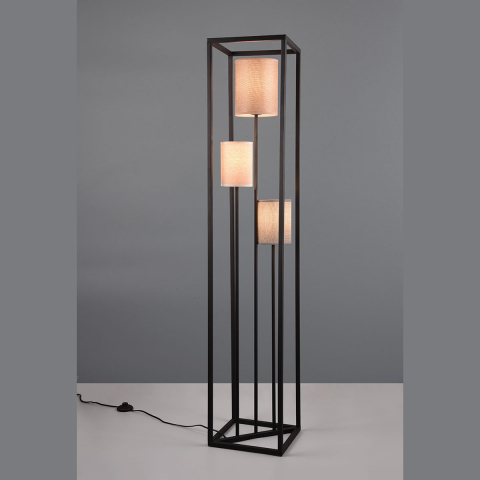 Éclairage de la chambre à coucher Lampadaire, interrupteur à pied, abat-jour en tissu, 3 spots, multicolore, hauteur 153 cm, éclairage du salon, éclairage de la salle d'attente, éclairage du cabinet médical, éclairage du couloir, éclairage de l'allée, la chambre d'hôtel Lampadaire