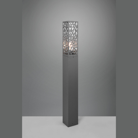 Wegbeleuchtung Aussen Stehleuchte, Pfosten, Poller, Muster, Glas, Edelstahl, Anthrazit, IP44, 100 cm Höhe, Eingangsbeleuchtung, Einfahrtsbeleuchtung