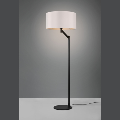 Éclairage de salon Lampadaire, abat-jour en tissu, métal, noir, blanc, interrupteur, hauteur 158 cm, Lampadaire de chambre, Lampadaire de café, Éclairage de chambre d'hôtel, Éclairage de salle d'attente