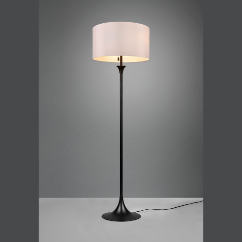 Hotelzimmerbeleuchtung Stehleuchte, Zugschalter, 3 Strahler, Stoff, Klassik, Weiß, Schwarz, 155 cm Höhe, Wartezimmerbeleuchtung, Cafébeleuchtung, Flurbeleuchtung, Wohnraumleuchte, Schlafzimmer Stehleuchte 
