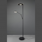 Wohnzimmerbeleuchtung LED Stehleuchte, Schwarz, Lesearm, Farbwechsler, Sensordimmer, Memory-Funktion, 181 cm, Leseleuchte, Officeleuchte, Büro Stehleuchte, Wartezimmer Stehlampe