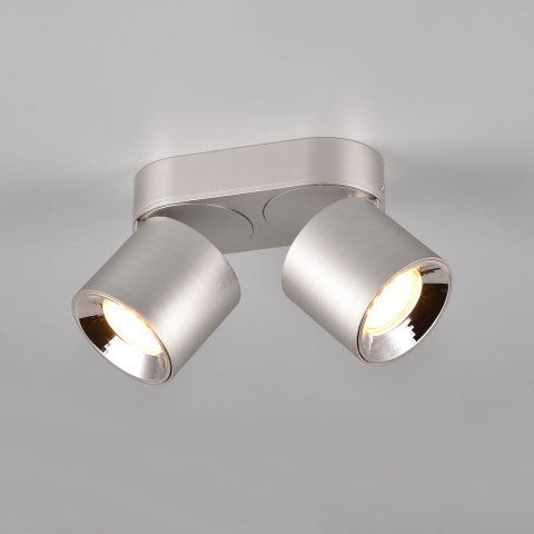 Bürobeleuchtung Deckenleuchte, 2er Strahler, Verstellbar, Nickel, 18 cm x 8 cm, Wohnzimmer Deckenleuchte, Flur Deckenstrahler, Schlafzimmer Deckenleuchte, Dielenbeleuchtung, Hotelzimmer Deckenspots, Theater Leuchtstrahler, Posterbeleuchtung, Gemäldebeleuchtung, Wartezimmerleuchte, Praxisbeleuchtung, Café Deckenstrahler, Hotelbeleuchtung, Praxis Deckenstrahler, Innenraumbeleuchtung, Wohnraumbeleuchtung, IP20