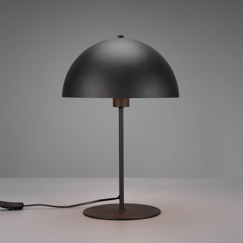 Hotelzimmerbeleuchtung Moderne Tischleuchte, Schwarz, Gold, Schnurschalter, Pilzform, 45 cm Höhe, Bettleuchte, Nachttischbeleuchtung, Café Tischlampe