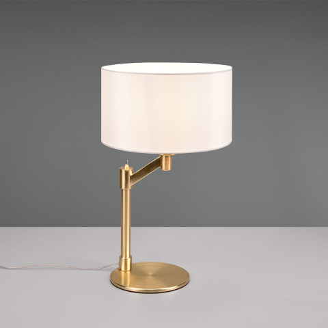 Hotelzimmerbeleuchtung Klassische Tischleuchte, Messing, Stoff, Schalter, 48 cm Höhe, Bettleuchte, Schreibtischleuchte, Hotelleuchte, Tischlampe für Wohnzimmer, Sideboardbeleuchtung, Kommodenbeleuchtung, Regalleuchte