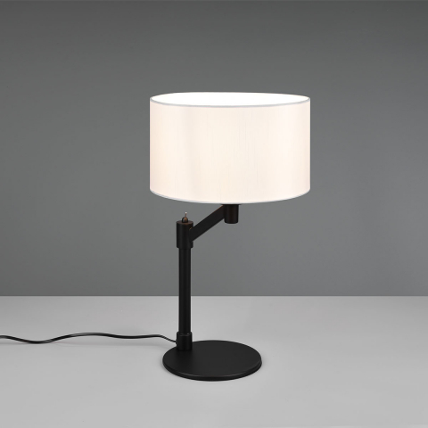 Schlafzimmerbeleuchtung Tischleuchte, Schwarz, Weiß, Kontrast, Stoffschirm, Schalter, 48 cm Höhe, Bettleuchte, Nachttischleuchte, Kommodenleuchte, Sideboardleuchte