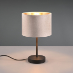 Hotelzimmerbeleuchtung Tischleuchte, Stoffschirm, Beige, Gold, Schwarz, Schnurschalter, 20 cm Höhe, Bettleuchte, Nachttischleuchte, Sideboardbeleuchtung, Kommodenbeleuchtung, Regalleuchte, Tischbeleuchtung