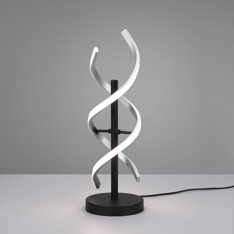 Hotelzimmerbeleuchtung LED Tischleuchte, Farbwechsler, Dimmer, Spirale, Aluminium, Memoryfunktion, 48 cm Höhe, Bettleuchte, Nachttischleuchte, Sideboardbeleuchtung, Dekoleuchte, Kommodenlicht, Regalbeleuchtung, Schreibtischbeleuchtung