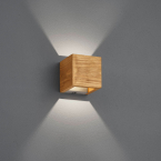 Hotelbeleuchtung LED Wandleuchte, Holz, Braun, Up-Down-Licht, OSRAM, 11 cm x 11 cm, Schlafzimmer Wandbeleuchtung, Cafébeleuchtung, Flurbeleuchtung, Treppenhausbeleuchtung