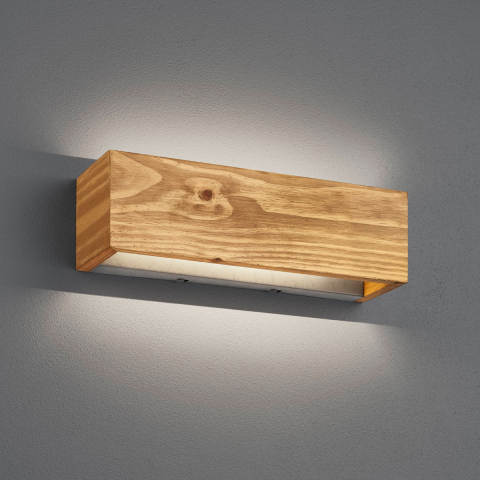 Hotelbeleuchtung LED Wandleuchte, Holz, Switch Dimmer, Memory-Funktion, OSRAM, 37 cm x 11 cm, Schlafzimmerbeleuchtung, Café Wandbeleuchtung, Treppenhauslicht, Flurbeleuchtung