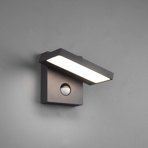 Treppenhausbeleuchtung LED Außen Wandleuchte, Schwenkbar, Bewegungssensor, Anthrazit, IP54, 15 cm x 12 cm, Hauseingangsbeleuchtung, Mauerbeleuchtung, Gartenwegbeleuchtung, Hotel Außen Wandleuchte