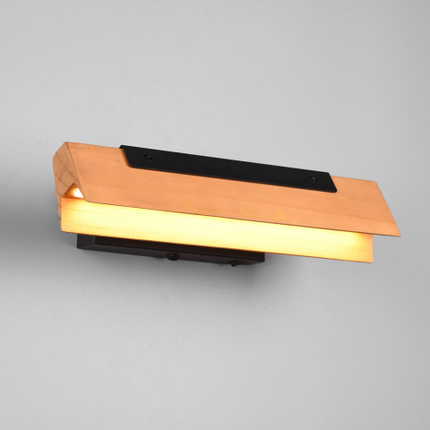 Hotelzimmerbeleuchtung LED Wandleuchte, Switch Dimmer, Schwenkbar, Holz, Schalter, 30 cm x 7 cm, Posterbeleuchtung, Gemäldebeleuchtung, Theaterbeleuchtung, Bildbeleuchtung, Flurbeleuchtung, Praxis Wartezimmer Wandleuchte