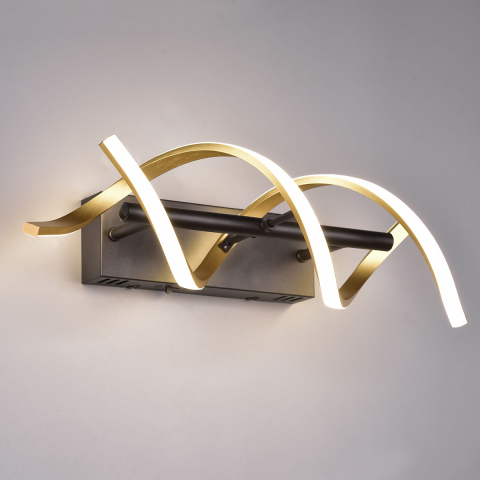 Schlafzimmerbeleuchtung LED Wandleuchte, Farbwechsler, Switch Dimmer, Messing, Schwarz, Spirale, 47 cm x 13 cm, Flurbeleuchtung, Hotel Wandleuchte, Restaurantbeleuchtung, Dielenbeleuchtung, Café Wandleuchte