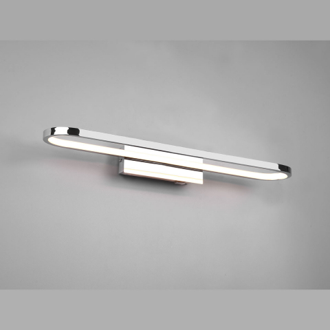 LED Wandleuchte, Chrom, Schalter, Länglich, IP44, 16 cm x 15 cm, Balkon Wandleuchte, Veranda Wandleuchte, Bad Wandlampe, Aussen Wandlampe
