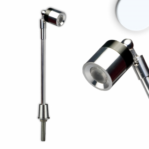 Eclairage de musée LED Lampe de vitrine, Longue, Cylindrique, Chrome, IP40, 25 cm de long