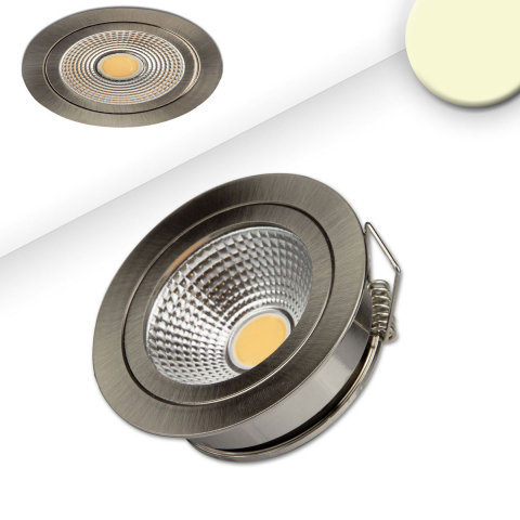 Saalbeleuchtung, LED Einbaustrahler, Rund, Flach, Nickel, Reflektor, inklusive Trafo, 6,5 cm Ø, Praxis Einbaustrahler, Wartezimmer Deckenstrahler, Flur Deckenspots, Café Decken Einbaustrahler, Innenraumbeleuchtung, Wohnraumbeleuchtung, IP40