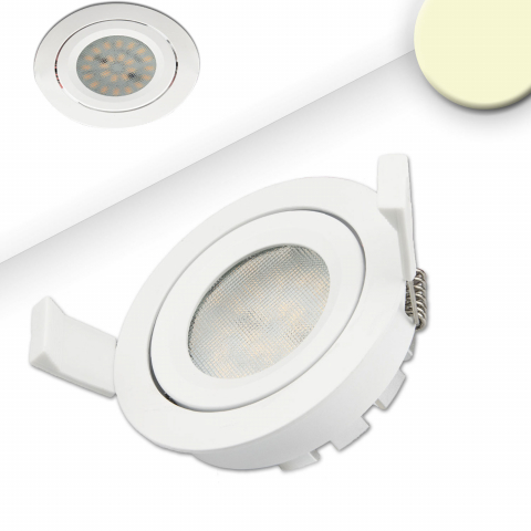 Restaurantbeleuchtung, LED Einbaustrahler, Weiss, Prisma Abdeckung, Rund, IP42, 8 cm Ø, Praxis Einbaustrahler, Wartezimmer Einbauleuchte, Flurbeleuchtung, Ganglicht, Rezeptionsbereichsleuchte, Aussendeckenleuchte, Innenraumbeleuchtung, Badlampe, Wohnraumbeleuchtung