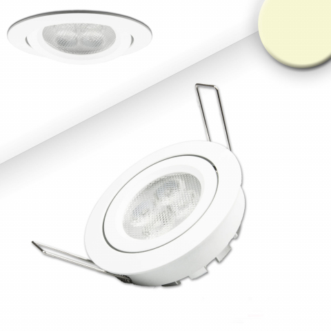 LED Einbaustrahler, Weiss, Rund, Prismatische Abdeckung, Dimmbar, IP42, 8 cm Ø, Flughafenbeleuchtung, Industrie Einbaustrahler, Café Einbauleuchte, Restaurant Einbaustrahler, Hotel Deckenstrahler, Innenraumbeleuchtung, Outdoorleuchte, Wohnraumbeleuchtung