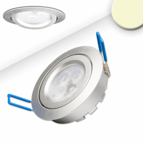 LED Einbaustrahler, Rund, Dimmbar, Prismatische Abdeckung, IP42, 8 cm Ø, Hotelbeleuchtung, Flurbeleuchtung, Dielenleuchte, Treppenhausbeleuchtung, Saalleuchte, Esszimmer Einbaustrahler, Innenraumbeleuchtung, Wohnraumbeleuchtung, IP20