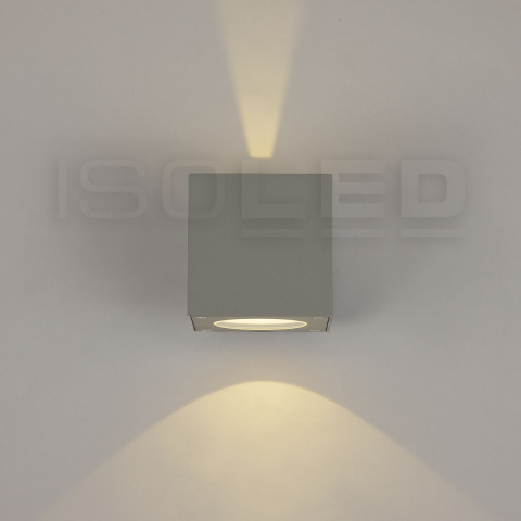 Fassadenbeleuchtung LED Aussen Wandleuchte, Up-Down-Licht, Kubisch, Silber, Grau, 9 cm x 9 cm, Mauerbeleuchtung, Badezimmerleuchte, Türeingangsleuchte, Feuchtraumleuchte, Balkon Wandbeleuchtung, Terrassenleuchte