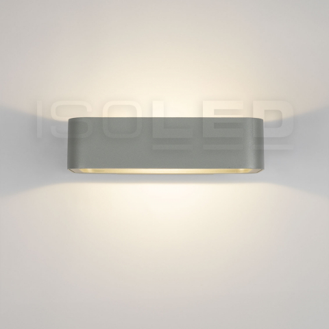 Terrassenbeleuchtung LED Aussen Wandleuchte, Silbergrau, Rechteckig, Up-Down-Licht, IP54, 22 cm x 13 cm, Fassadenleuchte, Mauerbeleuchtung, Türeingangsleuchte, Balkon Wandleuchte, Veranda Wandbeleuchtung, Aussenleuchte, Outdoor Wandlampe