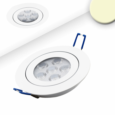 Eclairage de bureau LED encastré, blanc, rond, plat, IP42, 11 cm de diamètre, éclairage de salle d'attente, éclairage de cabinet, spot de plafond d'hôtel, spot de plafond de restaurant, spot de plafond de balcon, éclairage de véranda, éclairage d'intérieur, éclairage résidentiel, IP20