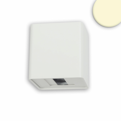 Fassadenbeleuchtung LED Aussen Wandleuchte, Quader, Weiss, Lichtkegel verstellbar, Up-Down-Licht, IP54, 12 cm x 10 cm, Türeingangsleuchte, Eingangsbeleuchtung, Mauerbeleuchtung, Balkon Wandleuchte, Terrassen Wandlicht, Verandabeleuchtung