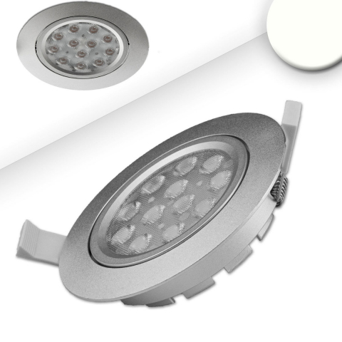 LED Einbaustrahler, Rund, Dimmbar, Silber, Prismatische, IP40, 11 cm Ø, Küchenbeleuchtung, Praxiseinbaustrahler, Wartezimmerleuchte, Korridorbeleuchtung, Flurdeckenstrahler, Innenraumbeleuchtung, Wohnraumbeleuchtung