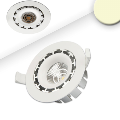 LED Einbaustrahler, Rund, Weiss, Dimmbar, Prismatische Abdeckung, 11 cm Ø, Ladenbeleuchtung, Wartezimmerleuchte, Praxisleuchte, Flurleuchte, Dielenlampe, Balkon Deckenstrahler, Verandabeleuchtung, Terrassen Einbaustrahler, Innenraumleuchte, Outdoorleuchte