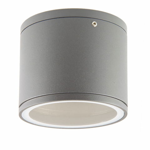 Schaufensterbeleuchtung Moderne Außen Aufbauleuchte, Zylinder, Silber Grau, IP54, 11 cm Ø, Terrassen Deckenleuchte, Veranda Deckenlicht, Praxisbeleuchtung, Innenraumbeleuchtung, Outdoorleuchte