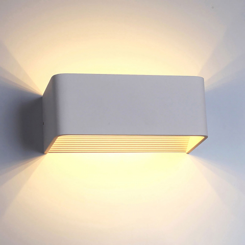 LED Wandleuchte, Weiss, Rechteckig, Up-Down-Beleuchtung, IP40, 20 cm x 10 cm, Schlafzimmerbeleuchtung, Hotel Wandleuchte, Flur Wandbeleuchtung, Gangleuchte, Restaurant Wandlampe, Café Wandleuchte, Innenraumbeleuchtung, Wohnraumbeleuchtung