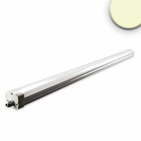 Produktionshallenbeleuchtung, Werkstattbeleuchtung, Parkhausbeleuchtung, Waschraumbeleuchtung, LED Linearleuchte, Weiss, Kunststoff, IP65, 2700 Kelvin, 130 cm Länge