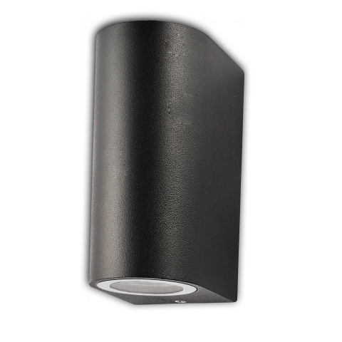 Außen Wandleuchte, Up & Down, Schwarz, Aluminium, Abgerundet, IP54, 15 cm x 9 cm, Hotelbeleuchtung, Fassadenleuchte, Restaurant Außenwandleuchte, Caféaußenleuchte, Gartenleuchte, Weglampe, Outdoorleuchte, Garagenleuchte