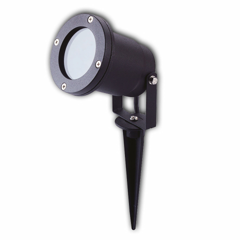 Éclairage de jardin, éclairage de bâtiment, éclairage de parc, éclairage de terrasse, éclairage de cour, éclairage d'allée, spot en saillie, piquet de terre, pivotant, noir, aluminium, IP65, 31,5 cm de hauteur