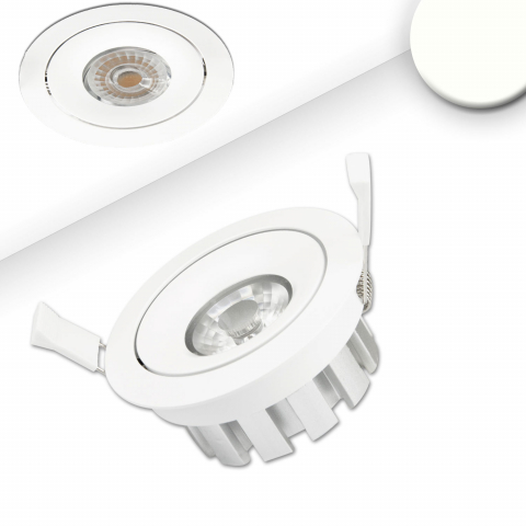 LED Einbaustrahler, Weiß, Schwenkbar, Dimmbar, IP42, 10 cm Ø, Gebäudebeleuchtung, Korridorbeleuchtung, Gangleuchte, Treppenhausbeleuchtung, Wartezimmerleuchte, Praxisbeleuchtung, Bürodeckenstrahler, Esszimmer Deckeneinbaustrahler, Wohnzimmereinbaustrahler, Hoteleinbaustrahler, Caféeinbaustrahler, Restauranteinbauleuchte, Innenraumbeleuchtung, Wohnraumbeleuchtung