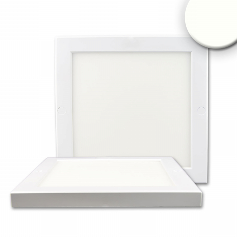 Plafonnier LED, Carré, Blanc, 4000K, IP52, 22 cm x 22 cm, éclairage de bâtiment, éclairage de cage d'escalier, éclairage de couloir, éclairage de cabinet médical, éclairage de salle de soins, éclairage d'auvent, plafonnier extérieur, éclairage de terrasse, éclairage de balcon, plafonnier de véranda, éclairage d'extérieur