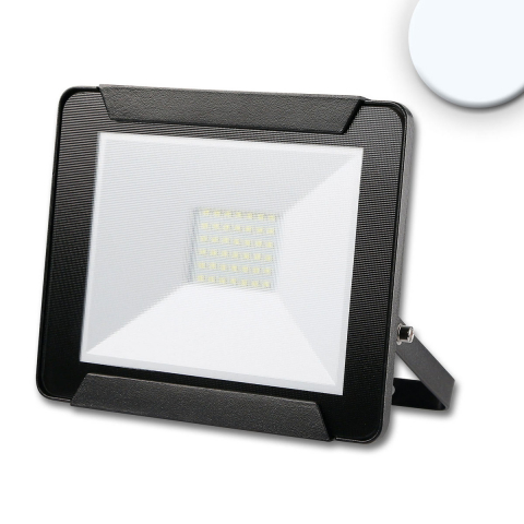 Projecteur LED extérieur, noir, aluminium moulé, rectangulaire, 6500 Kelvin, IP65, 21 cm x 19 cm, éclairage de chantier, éclairage de jardin, éclairage fixe, éclairage de cour, éclairage de véranda, éclairage de terrasse, éclairage de fête, éclairage de camping