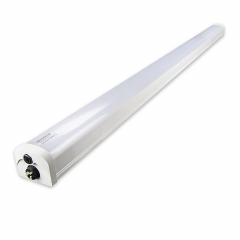 Éclairage industriel, éclairage de halls de production, éclairage d'aéroports, éclairage de gares, luminaire linéaire à LED, blanc, 4000 Kelvin, 40 watts, IP66, longueur 150 cm, éclairage de pièces humides, éclairage d'entrepôts, éclairage de terrasses, éclairage de complexes de bâtiments, éclairage de restaurants, éclairage agricole