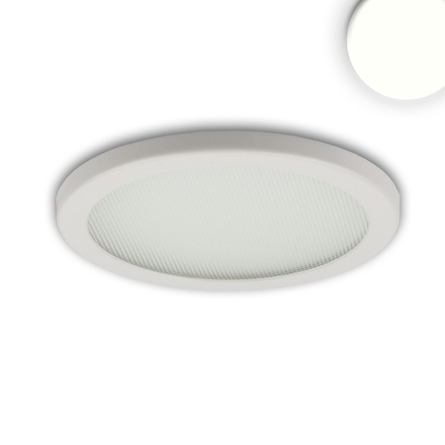 Éclairage de cabinet, éclairage de bureau, éclairage d'hôtel, éclairage de restaurant, éclairage de musée, éclairage LED encastré, rond, fonte d'aluminium, blanc, 4000K, IP52, 12 cm Ø, éclairage de salon, éclairage de cuisine