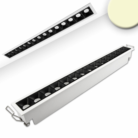 LED Einbauleuchte, Raster, Industrieleuchte, Weiß, Rechteckig, 41 x 5 cm, Gebäudebeleuchtung, Büro Einbaustrahler, Museumsbeleuchtung, Galerieleuchte, Innenraumbeleuchtung, Wohnraumbeleuchtung, IP40