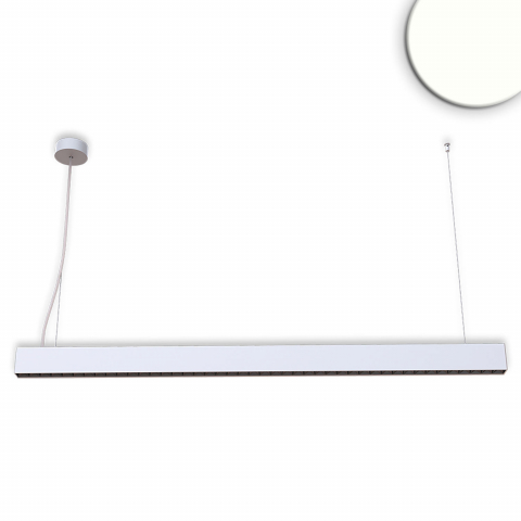 Bürobeleuchtung, Praxisbeleuchtung, Arbeitsplatzbeleuchtung, Grossraumbürobeleuchtung, Konferenzraumbeleuchtung, LED Pendelleuchte, Dimmbar, Silber, Aluminium, IP42, 118 cm Länge